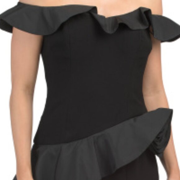 TERI JON Black Taffeta Trim Gown - Picture 3 of 3